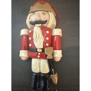 Vtg Silvestri Red Nutcracker Clay Christmas Ornament‎ Handcrafted 4.5" ORN127